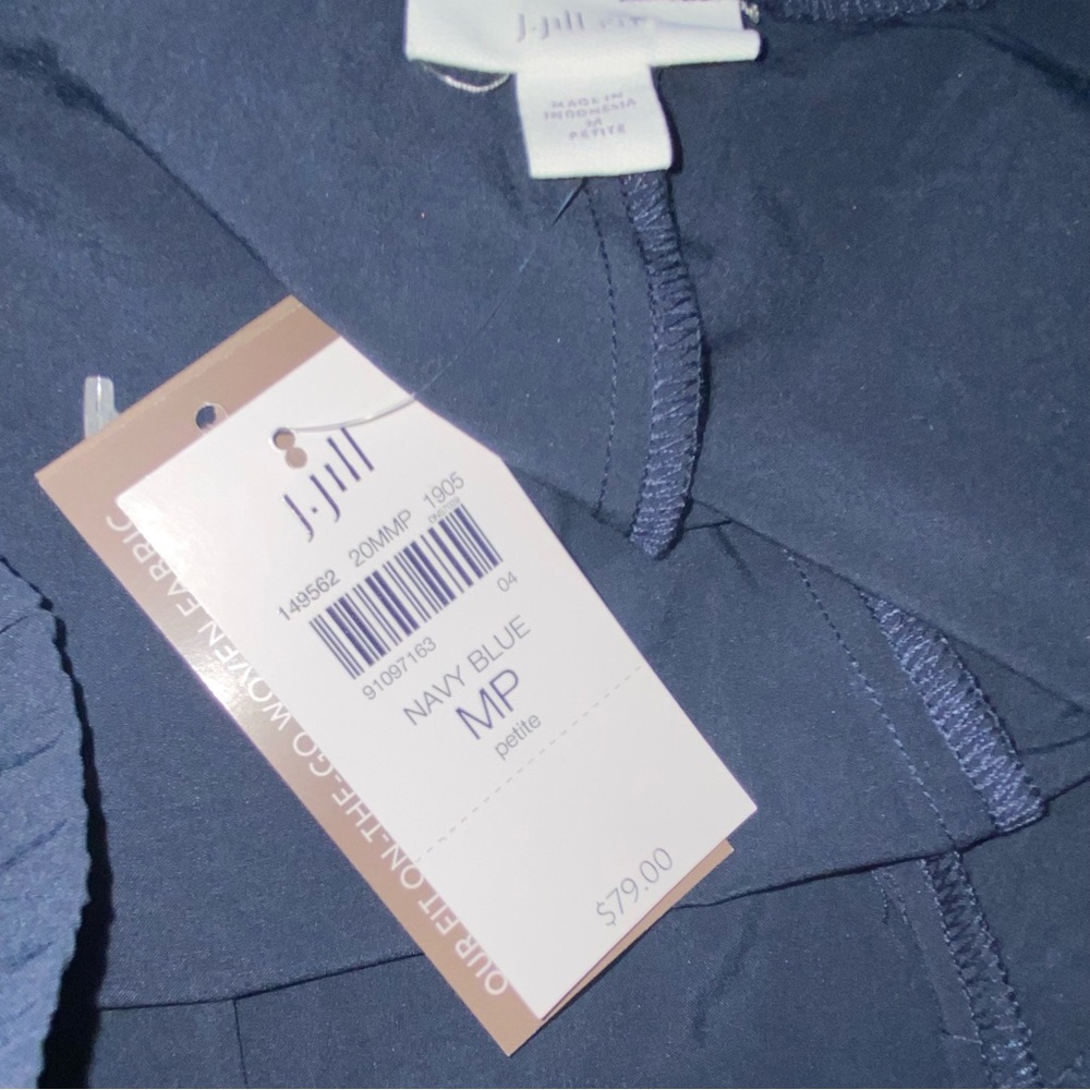J Jill Fit NEW Wide Leg Crop Pants Flat Front navy blue size Medium Petite MP - Picture 8 of 8